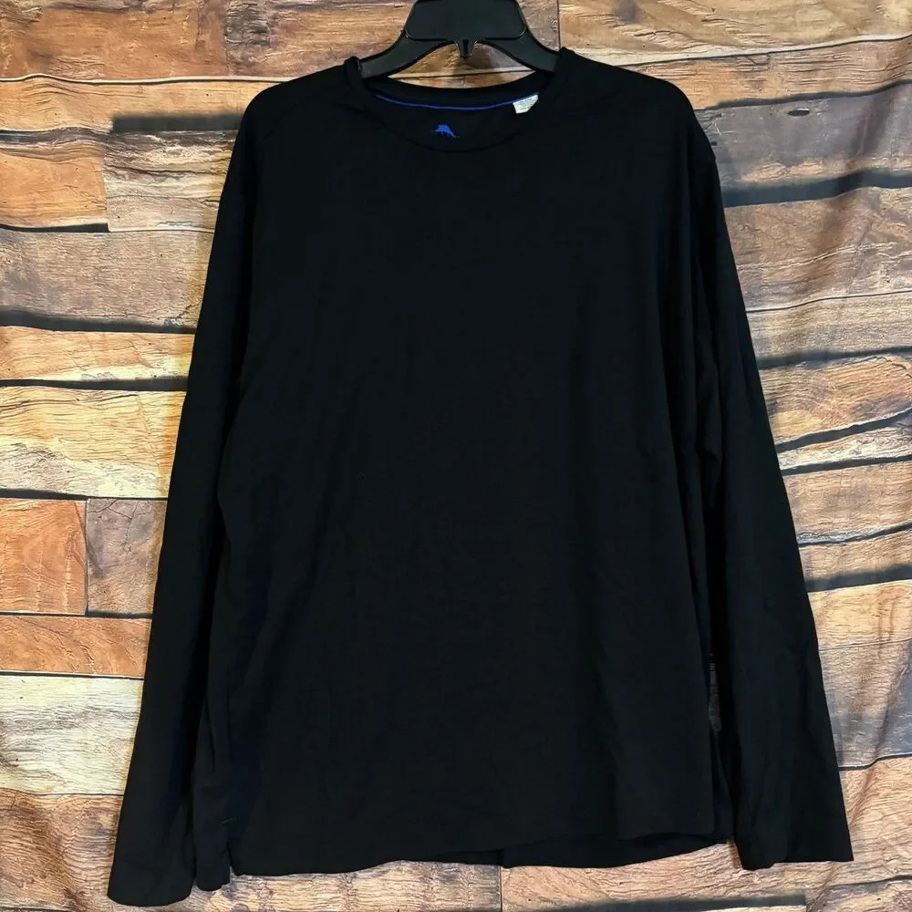Tommy Bahama Men's Black XL Long Sleeve T-Shirt Pima Cotton Modal Crew Neck
